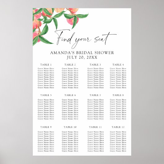 Waterverf perziken zitgrafiek poster (Voorkant)