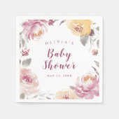 waterverf perzikflorale baby shower servet (Voorkant)