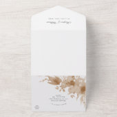 Waterverf perzikflorale envelop drievoudig bruilof all in one uitnodiging (Buitenkant)