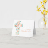 Waterverf Perzikkleurventilator Eerste Communie Kaart (Gele Bloem)