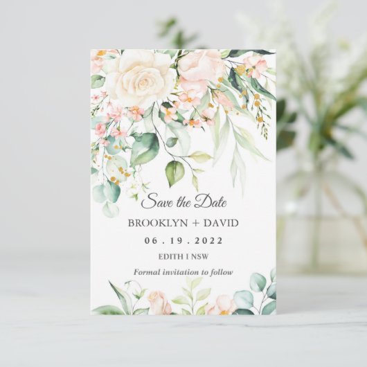 Waterverf Perzikroze bleekventilator Opslaan Datum Kaart (Staand voorkant)