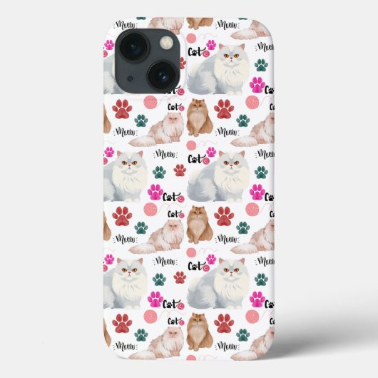 Waterverf Perzische katten en poten naadloos patro Case-Mate iPhone Case (Achterkant)