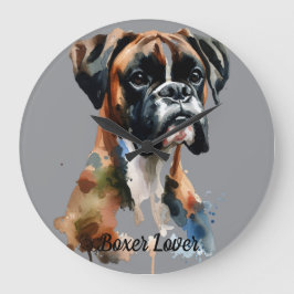 Waterverf Pet Boxer Personaliseer wandklok Grote Klok