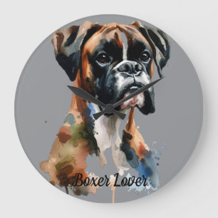 Waterverf Pet Boxer Personaliseer wandklok Grote Klok