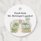 Waterverf Peter Rabbit Veggie Garden Baby shower Bedankjes Labels (Voorkant)