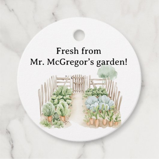 Waterverf Peter Rabbit Veggie Garden Baby shower Bedankjes Labels (Voorkant)