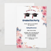 waterverf petten floral afstuderen kaart (Voorkant / Achterkant)