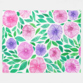 Waterverf petunia tuin fleece deken (Voorkant (Horizontaal))