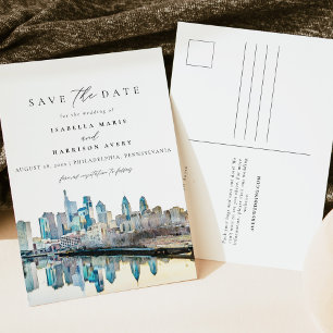 Waterverf Philadelphia Pennsylvania City Skyline Briefkaart