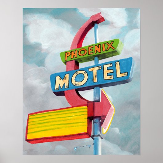 Waterverf Phoenix Motel Poster (Voorkant)