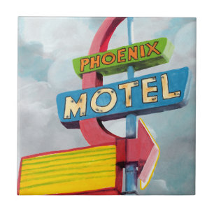 Waterverf Phoenix Motel Tegeltje