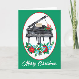 Waterverf Piano Music-leraar Kerstmis Feestdagen Kaart