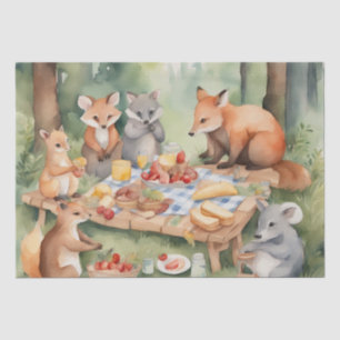 Waterverf Picknick met Woodland Friends decoupage Tissuepapier