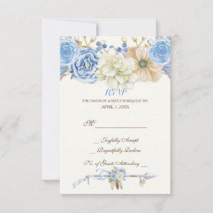 Waterverf Pijlen Veren Bloem Boho Tribal Blauw RSVP Kaartje