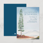 Waterverf Pijn Tree Mountains Moving Announement RSVP Kaartje (Voorkant / Achterkant)