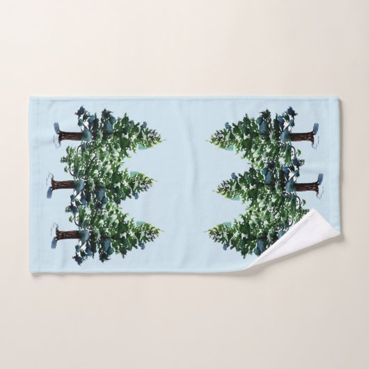 Waterverf Pijnbomen met Sneeuw Handdoek (Handdoek)