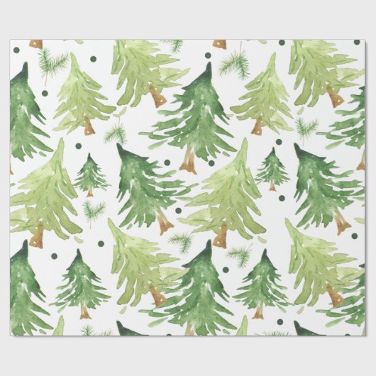 Waterverf pijnbomen modern rustiek cadeaupapier (Vlak)