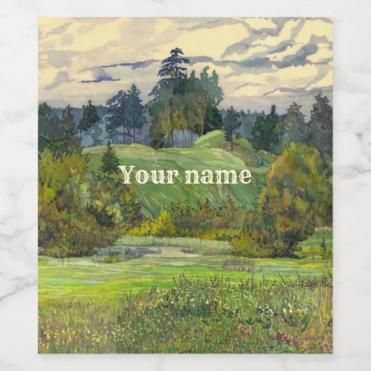 Waterverf pijnbomen wijn etiket (Enkel label)