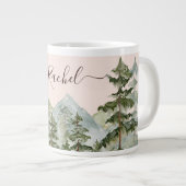 Waterverf Pijnbos en berg Rustiek Extra Grote Beker (Voorkant rechts)