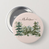 Waterverf Pijnbos en berg Rustiek Ronde Button 7,6 Cm (Voorkant /achterkant)