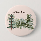 Waterverf Pijnbos en berg Rustiek Ronde Button 7,6 Cm (Voorkant)