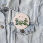 Waterverf Pijnbos en berg Rustiek Ronde Button 7,6 Cm (In situ)