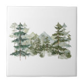 Waterverf Pijnbos en berg Rustiek Tegeltje (Voorkant)