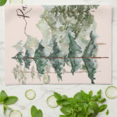 Waterverf Pijnbos en berg Rustiek Theedoek (Gevouwen)