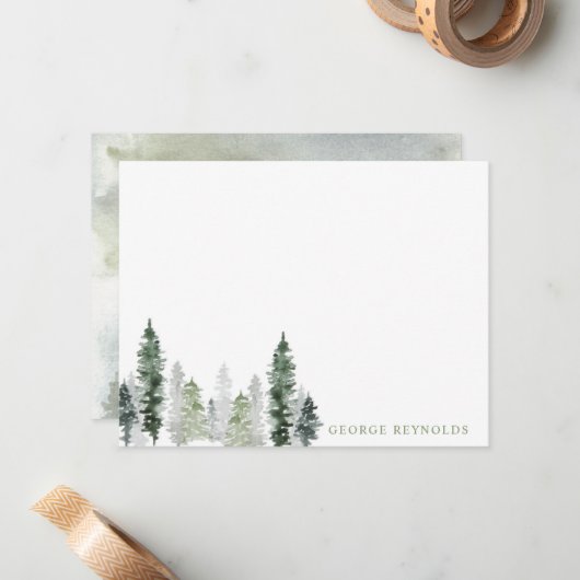 Waterverf Pijnbos Notitiekaartje (Voorkant / Achterkant in situ)