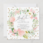 Waterverf pinda's Floral Wreath Baby Tea Shower Kaart (Voorkant)