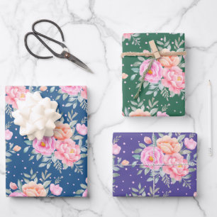 Waterverf pinda's Rozen Roze peach Inpakpapier Vel