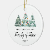 Waterverf Pine bomen kerstfamilie van drie  Keramisch Ornament (Links)