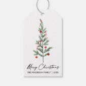 Waterverf Pine Boom Calligrafie Inkt Kerstmis Cadeaulabel (Voorkant)
