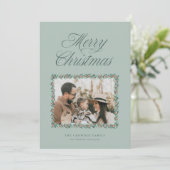 Waterverf Pine Border Kerstkaart (Staand voorkant)