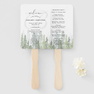 Waterverf Pine Bossen Forest Wedding Programme Handwaaier