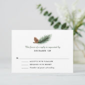 Waterverf Pine Branch Pine Cone Wedding RSVP (Staand voorkant)