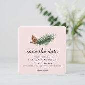 Waterverf Pine Branch Winter Save the Date (Staand voorkant)