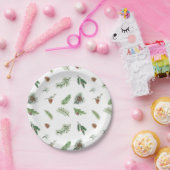 Waterverf Pine Branches en Pinecones Papieren Bordje (Feest)