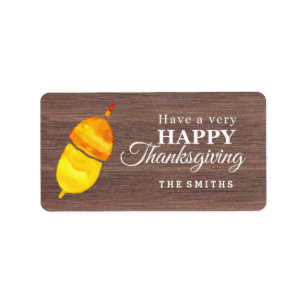 Waterverf Pine-cone Thanksgiving Etiket