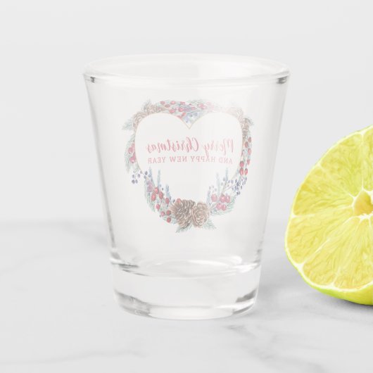 Waterverf Pine Cones Wreath Shot Glas (Achterkant)