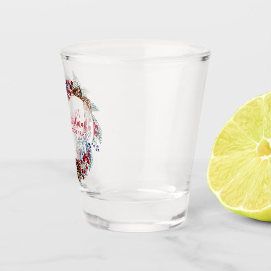 Waterverf Pine Cones Wreath Shot Glas (Rechts)