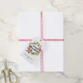 Waterverf Pine en Holly Krans Vrolijk Kerstfeest Cadeaulabel (Met Touw)