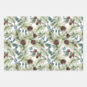 Waterverf Pine en Pine Cones Patroon Kerst Inpakpapier Vel (Voorkant 3)