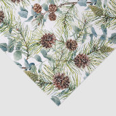 Waterverf Pine en Pine Cones Patroon Kerst Tissuepapier (Detail)