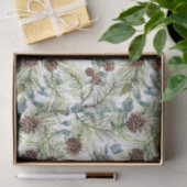 Waterverf Pine en Pine Cones Patroon Kerst Tissuepapier (Geschenk)