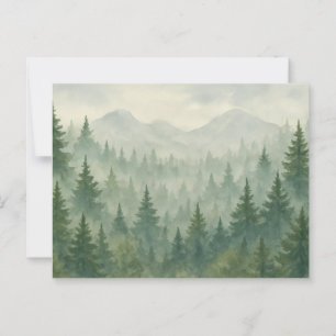 Waterverf Pine Forest Briefkaart - Green Mountain