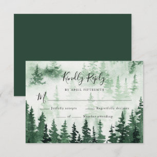 Waterverf Pine Forest Bruiloft RSVP-kaart RSVP Kaartje