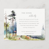 Waterverf Pine Forest Landschap Wedding Details Informatiekaartje (Voorkant)