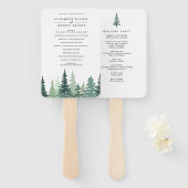 Waterverf Pine Forest Winter Wedding Programme Handwaaier (Voorkant en achterkant)