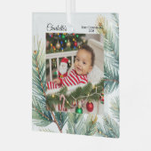 Waterverf Pine Foto Baby's eerste kerst Glas Ornament (Voorkant links)